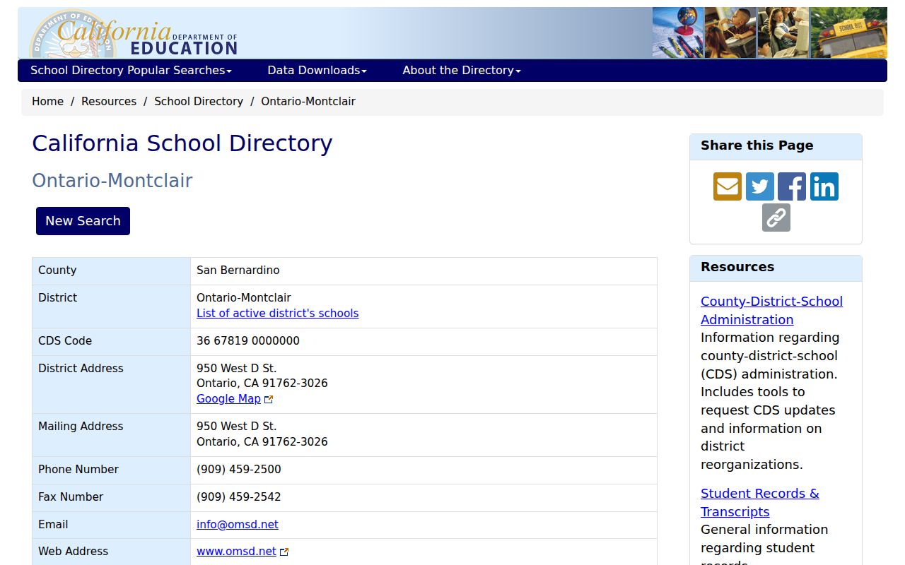 Montclair people directories California education directory for Ontario-Montclair