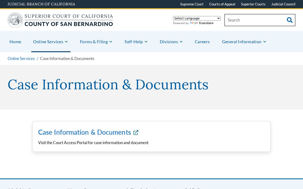 Montclair public records access through San Bernardino Superior Court